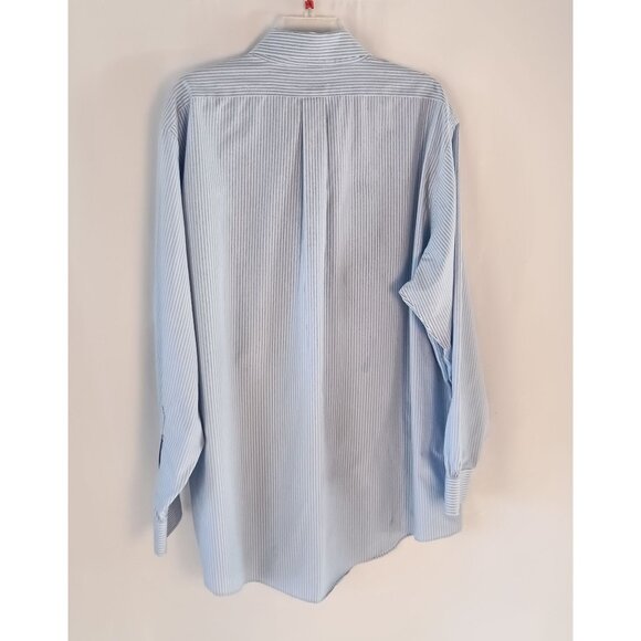 Brooks Brothers Blue Stripe Button Down Shirt 17.5-35 Long Sleeve Cotton - Picture 4 of 5